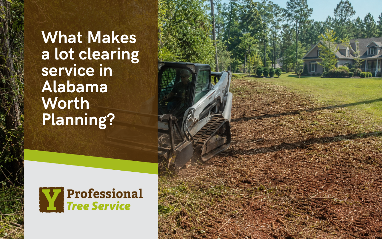 lot clearing service in Alabama removing heavy brush from a residential property
