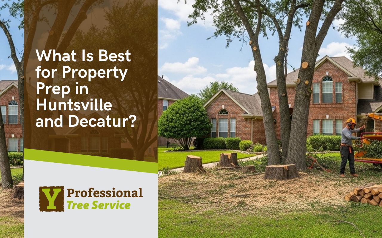 property prep with land clearing and preserve mature trees in Huntsville and Decatur