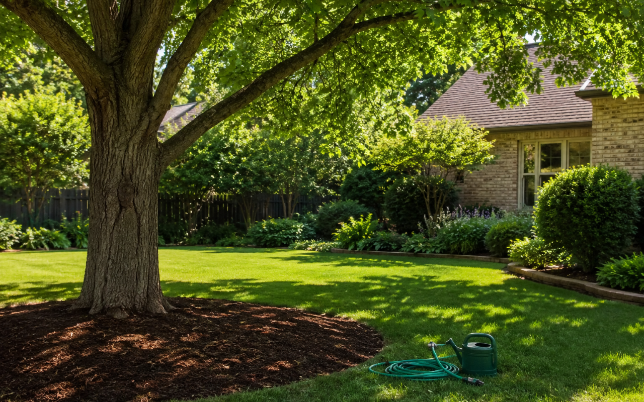 watering trees with summer tree care tips in Alabama during July heat
